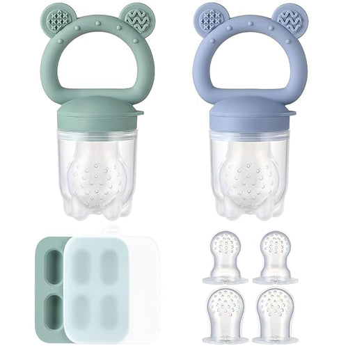 2 Pack Silicone Baby Fruit Feeder by POIKSHARK