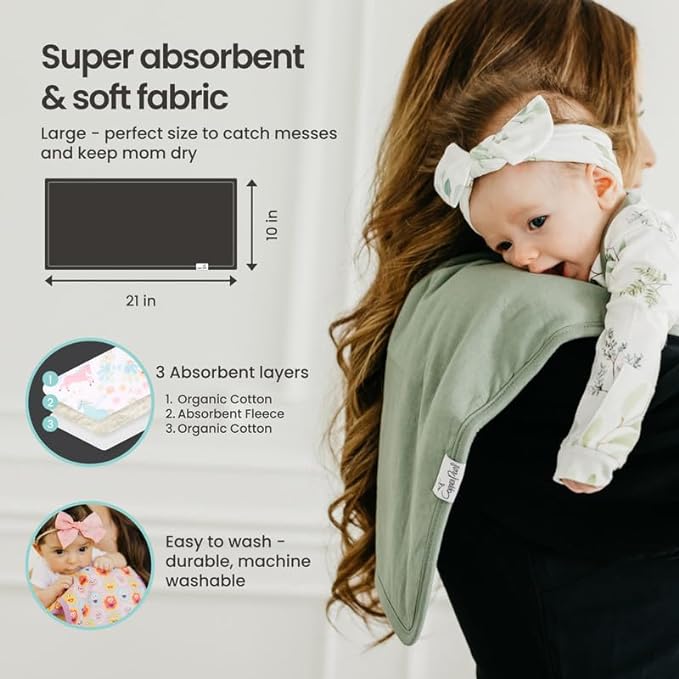 Copper Pearl Baby Burp Cloth Large 21''x10'' Size Premium Absorbent Triple - Image 3