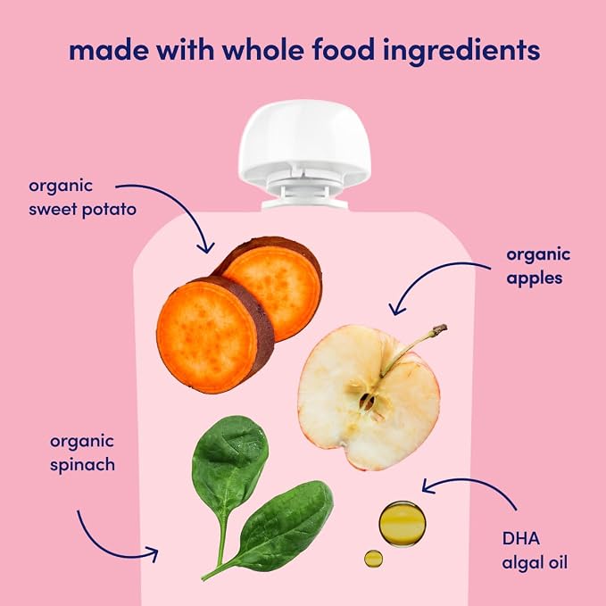 Cerebelly Organic Baby Food Pouches, Spinach Apple Sweet Potato Purees - Image 4