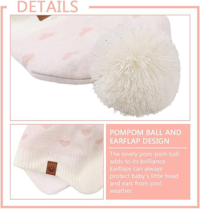 JANGANNSA Knitted Baby Hat Scarf Set Winter Warm Boys Girls Beanie Fleece - Image 4