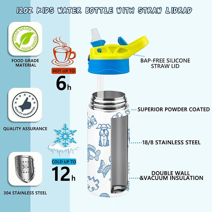 Kids Sublimation Tumbler, 8 PACK 12oz Stainless Steel Sublimation Sippy Cup - Image 3
