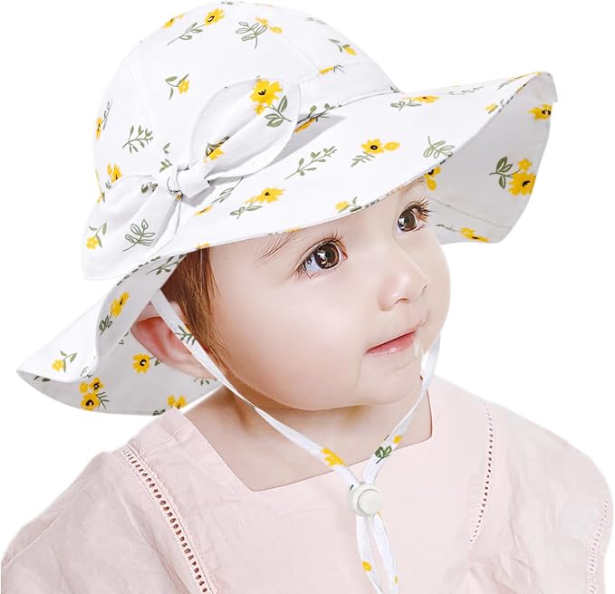 Baby Girl Sun Hat with UPF 50+ Outdoor Adjustable Beach Hat with Wide Brim - Image 3