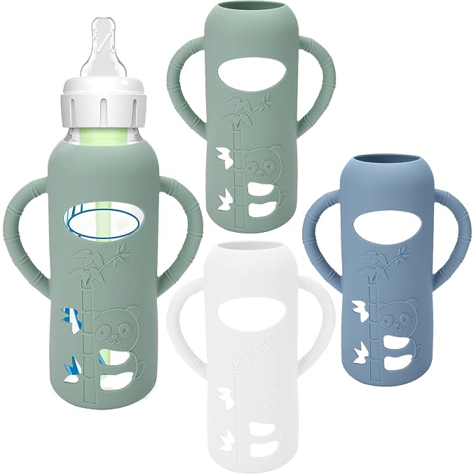 3 Pack Silicone Sleeves for Dr. Brown's Glass Baby Bottles by BUSOHA