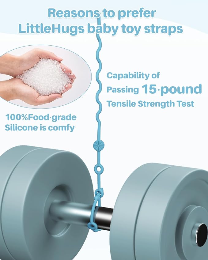 Toy Straps for Stroller, Silicone Baby Tether Pacifier Clip, No Throw Travel - Image 2