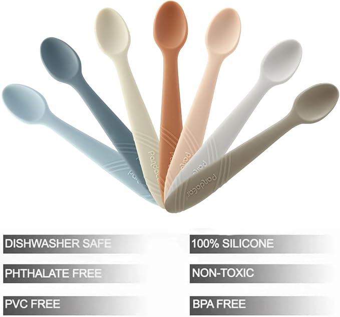 PandaEar 7 Pack Silicone Baby Feeding Spoons, First Stage Training Spoon Infant - Image 6