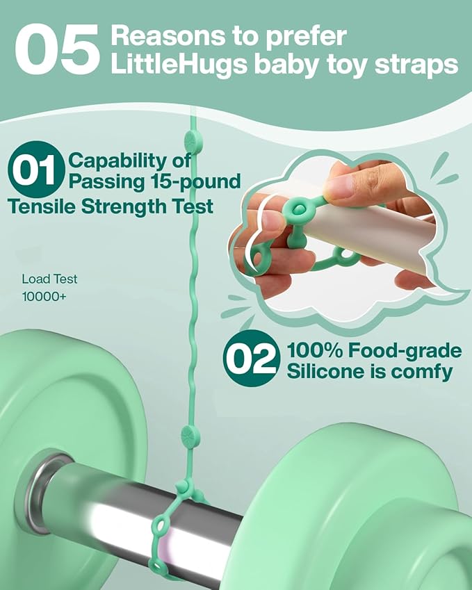 Toy Straps for Baby, Adjustable Toy Holder for Stroller Accessories, Silicone - Image 2