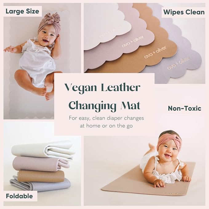 Ava + Oliver Vegan Leather Baby Changing Mat - Image 5
