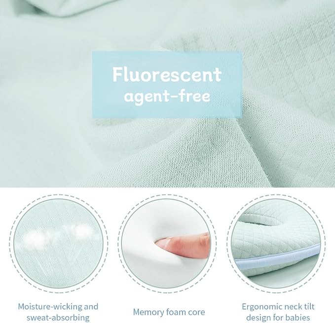 Memory Foam Baby Pillow for Newborn Flat Head Baby Pillow Machine-Washable Neck - Image 5