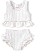 HAPPYMA Baby Swimsuit Toddler Girl Bathing Suit Summer Solid Color Bikini Set by FuntodressHappyChildhood