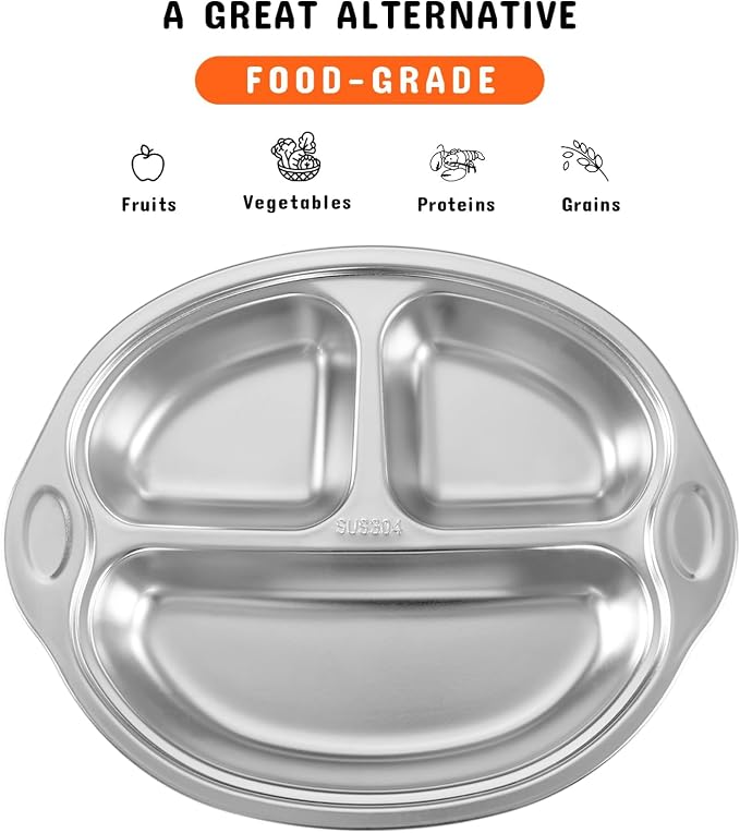Stainless Steel Baby Suction Plates Divided Plates - Image 2