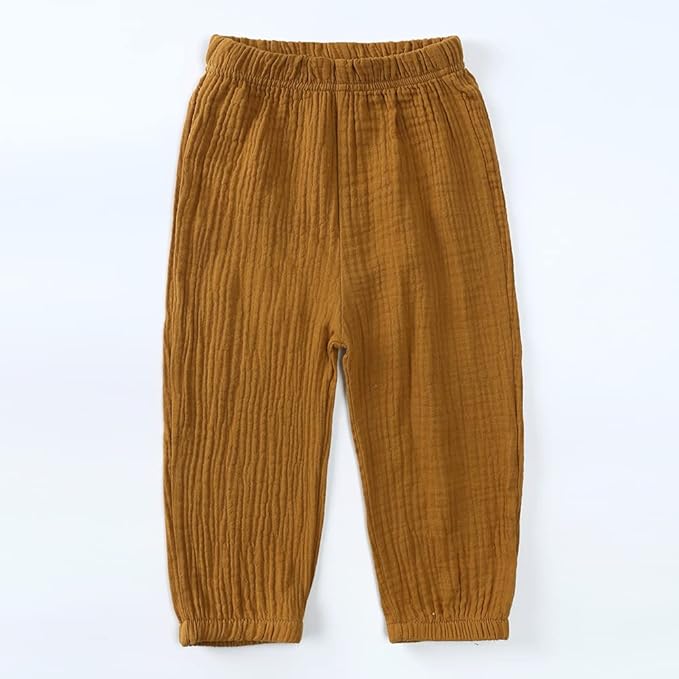 MYGBCPJS Baby Boys Girls Cotton Linen Trousers Kids Casual Ankle Pants Loose - Image 2