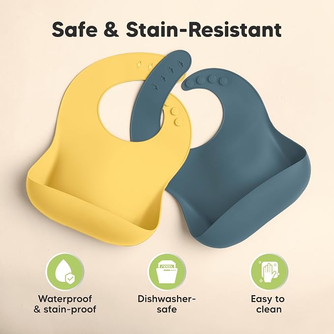 KeaBabies 2-Pack Silicone Baby Bibs - Image 6