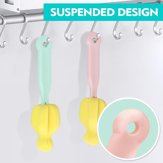 Sponge Bottle Brush 6PCS Sponge Nipple Brushes Baby Bottle Nipple Cleaning - Image 9
