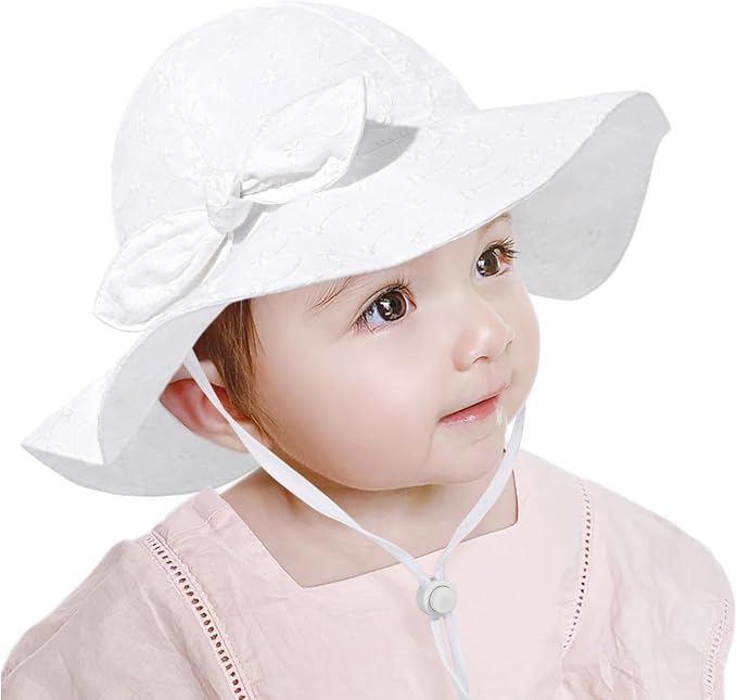 Baby Girl Sun Hat with UPF 50+ Outdoor Adjustable Beach Hat with Wide Brim by DANMY
