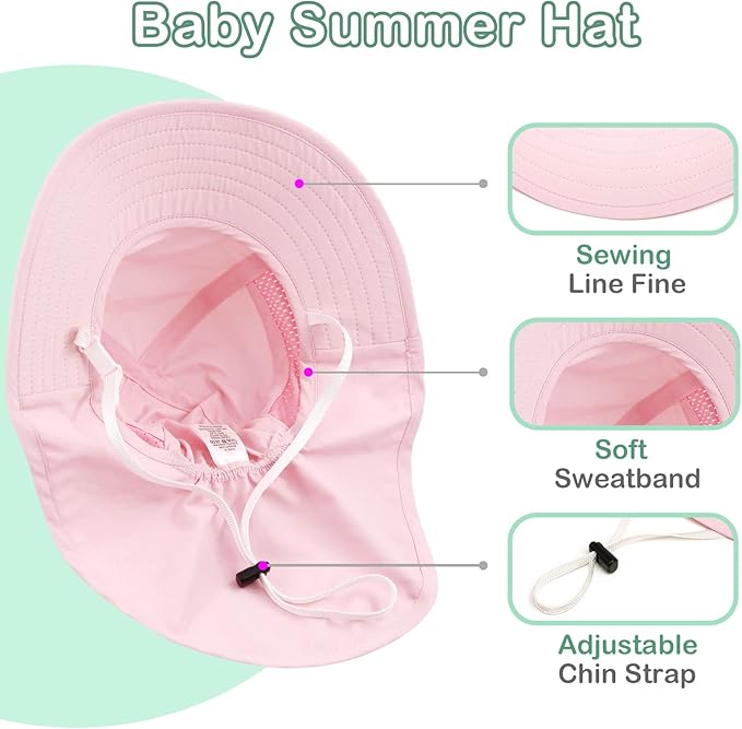 XIAOHAWANG Girls Sun Hat Baby Beach Hats Boys UPF 50+ Kids Summer Protection - Image 5
