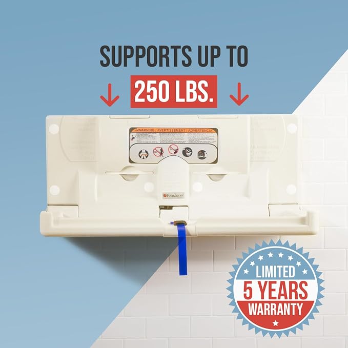 Foundations Classic Horizontal Baby Changing Station w/EZ Mount Backer Plate - Image 6