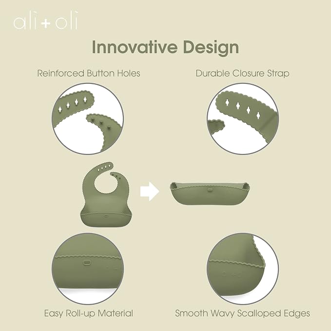 Ali+Oli Silicone Bib Waterproof Silicone Bibs - Image 3