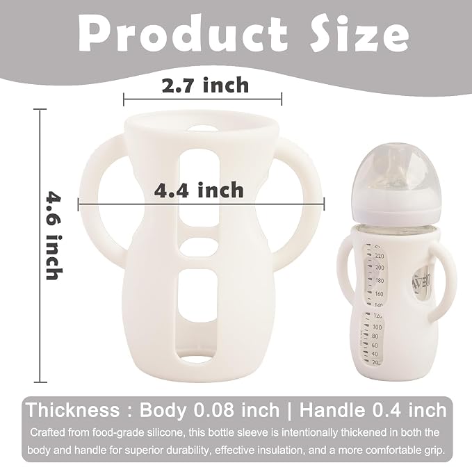 4 Pack Silicone Sleeves for Avent Natural Glass Baby Bottles, Anti Breakage - Image 2