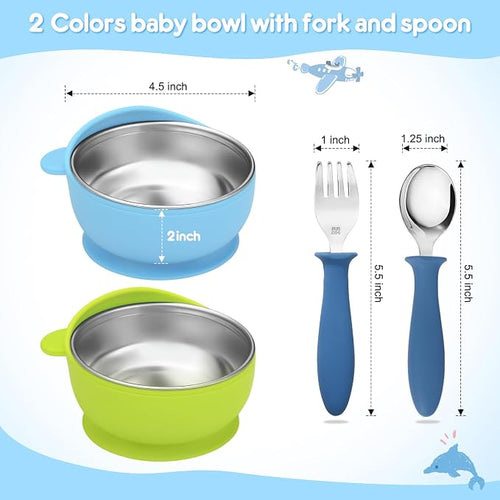 2 Pack Stainless Steel Baby Bowls - Image 2