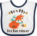 inktastic 1st Birthday Woodland Fox Baby Bib by Inktastic