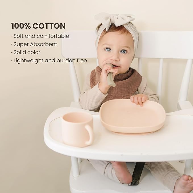 Konssy Muslin Baby Bibs 10 Pack Baby Bandana Drool Bibs 100% Cotton - Image 3