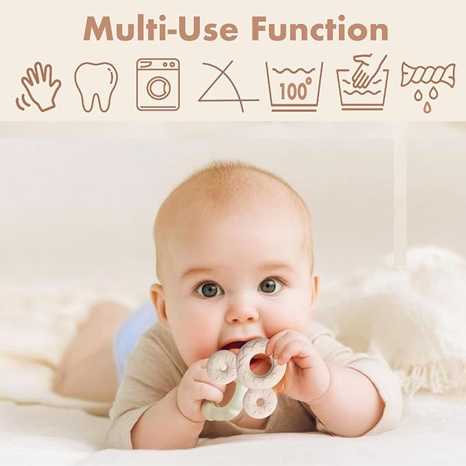 Baby Teething Bibs 6-Pack with Attachable Teether - Image 3