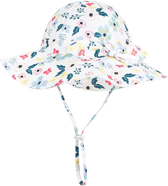 Baby Girl Sun Hat with UPF 50+ Outdoor Adjustable Beach Hat with Wide Brim by DANMY