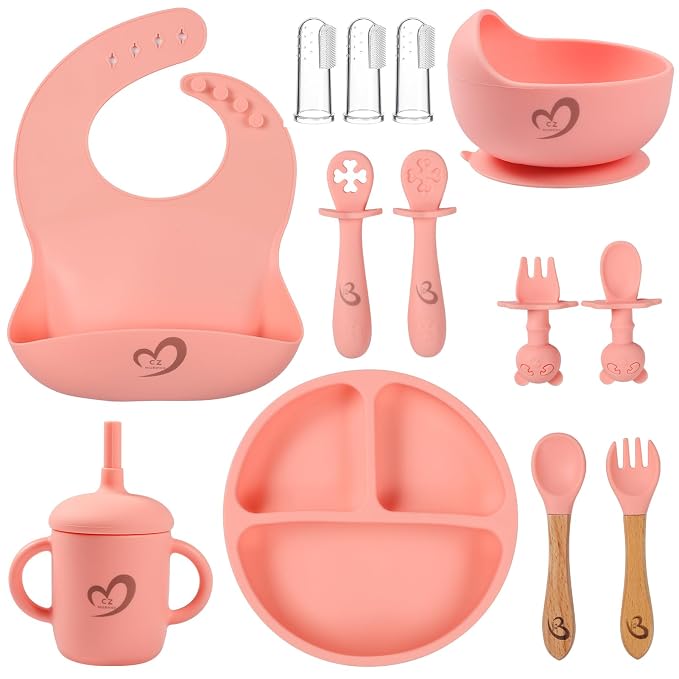 Silicone Baby Feeding Set 13 Pcs, Baby Led Weaning Supplies, Baby Spoons - Image 2
