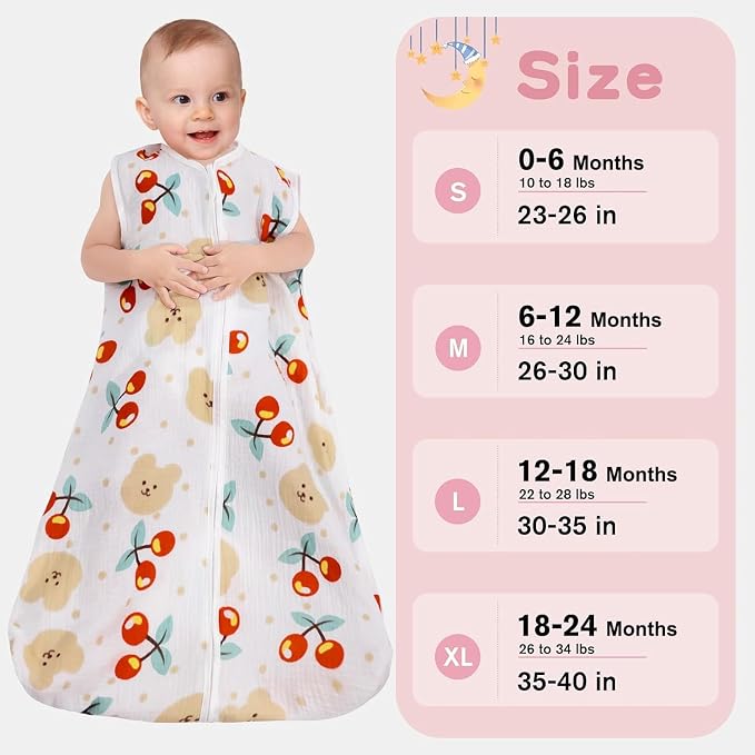 2 Pack Baby Sleep Sack 0-6 Months 100% Cotton Muslin Baby Sleeping Bag 2-Way - Image 5