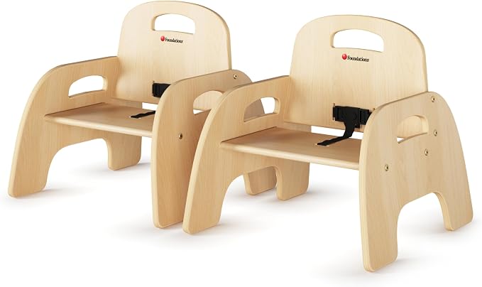 Foundations Simple Sitter 7” Low Wood Feeding Chairs, Wide No-Tip Base by FoundationsChildrensProducts