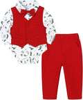 Baby Boy Clothes Suits Infant Gentleman Wedding Outfit Formal Dress Shirt Vest by Juivesia