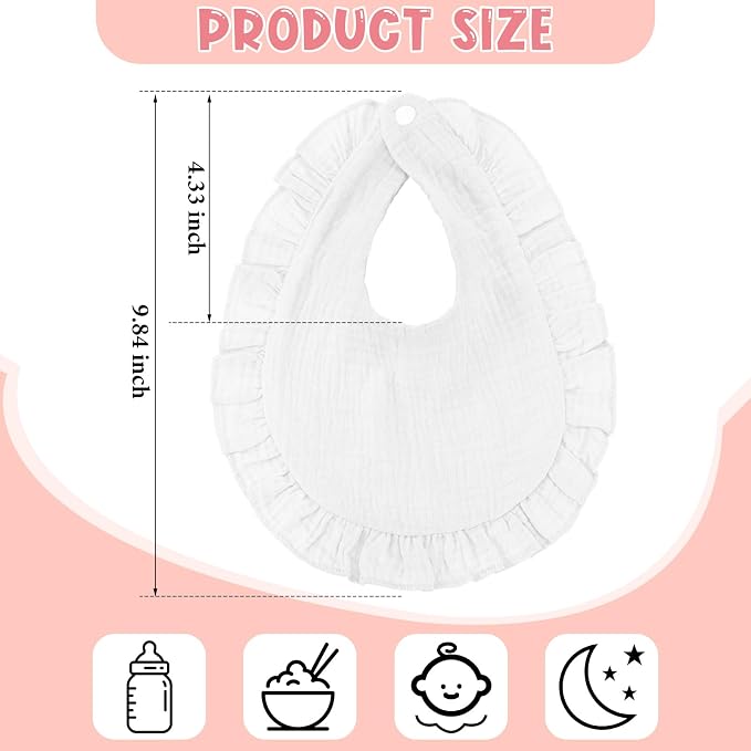 Kenning 18 Pcs Muslin Drool Baby Bibs Baby Girl Ruffle Bibs Absorbent Cotton - Image 2
