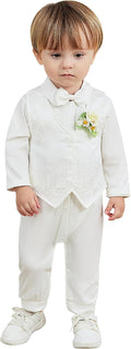 Baby Boy Clothes Gentleman Baby Suit Long Sleeve Romper+Vest+Bow Tie+Corsage by Unknown