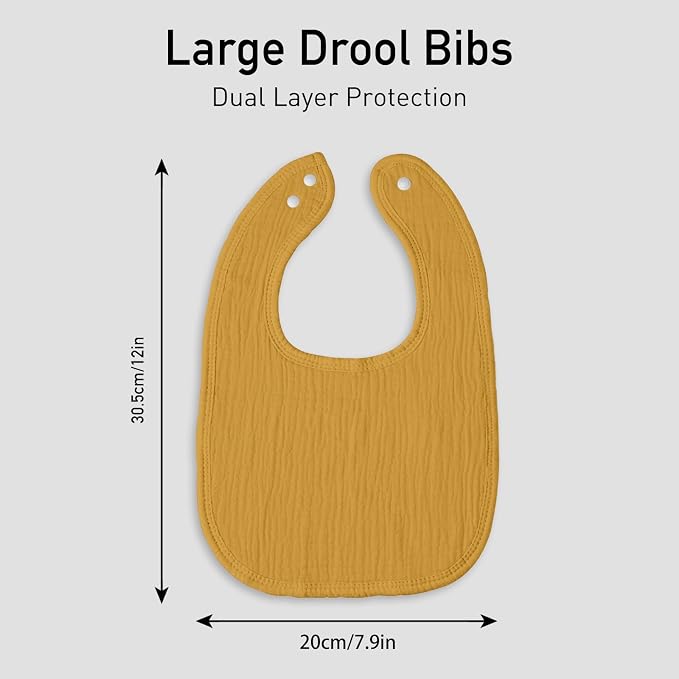 Muslin Baby Drool Bibs for Unisex Boys Girls, 6 Pack Soft Cotton Baby Bib for - Image 7