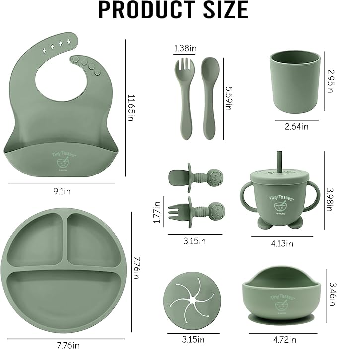 10-Piece Silicone Baby Feeding Set – BPA-Free, Spill-Proof Suction Plate - Image 2