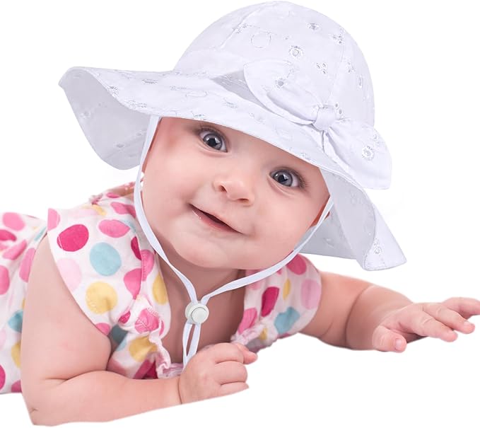 Baby Girl Sun Hat with UPF 50+ Outdoor Adjustable Beach Hat with Wide Brim - Image 2