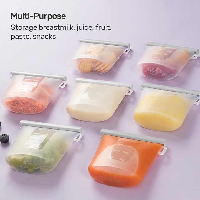 Nuliie 7 Pcs Silicone Breastmilk Storage Bags Reusable, 8oz/240ml Double - Image 2