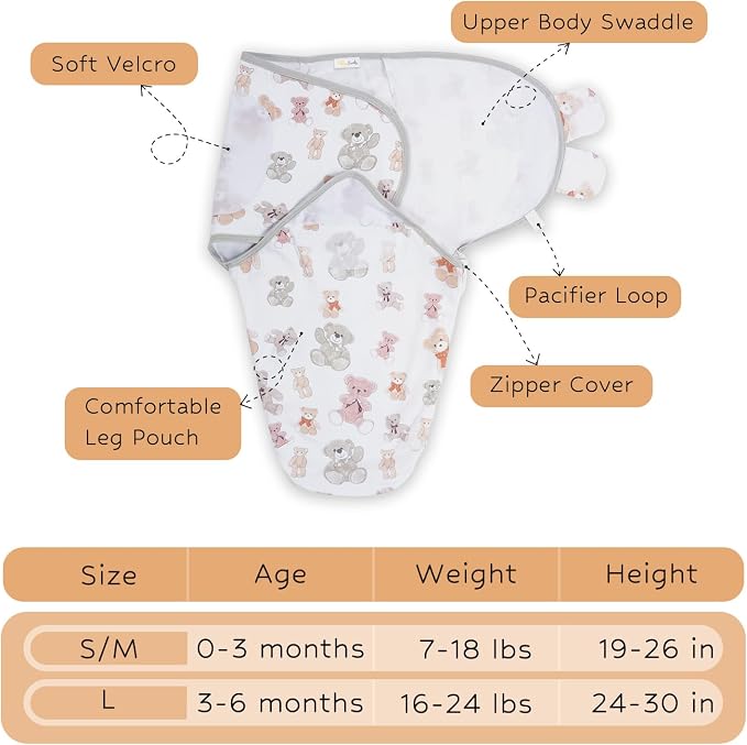LollyBanks Baby Swaddles, 100% Organic Cotton Sleep Swaddle Sacks 0-3 Months - Image 5