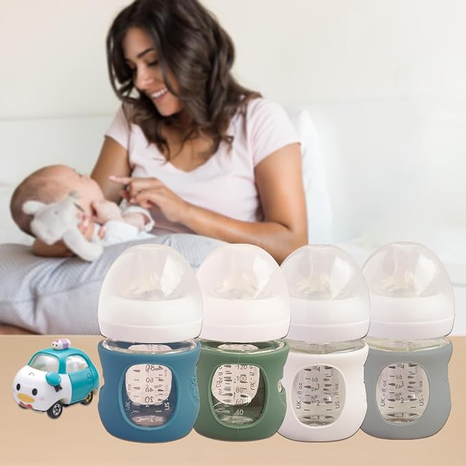 4 Pack Silicone Sleeves for Avent Natural Glass Baby Bottles, Anti Breakage - Image 3