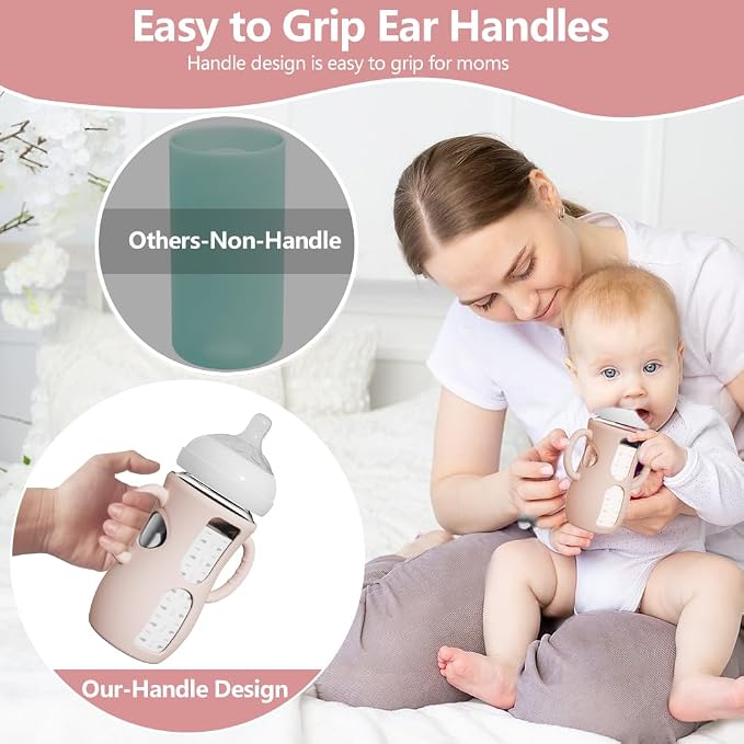 2 Pack Silicone Sleeves for Avent Natural Glass Bottles, Anti Breakage Baby - Image 5