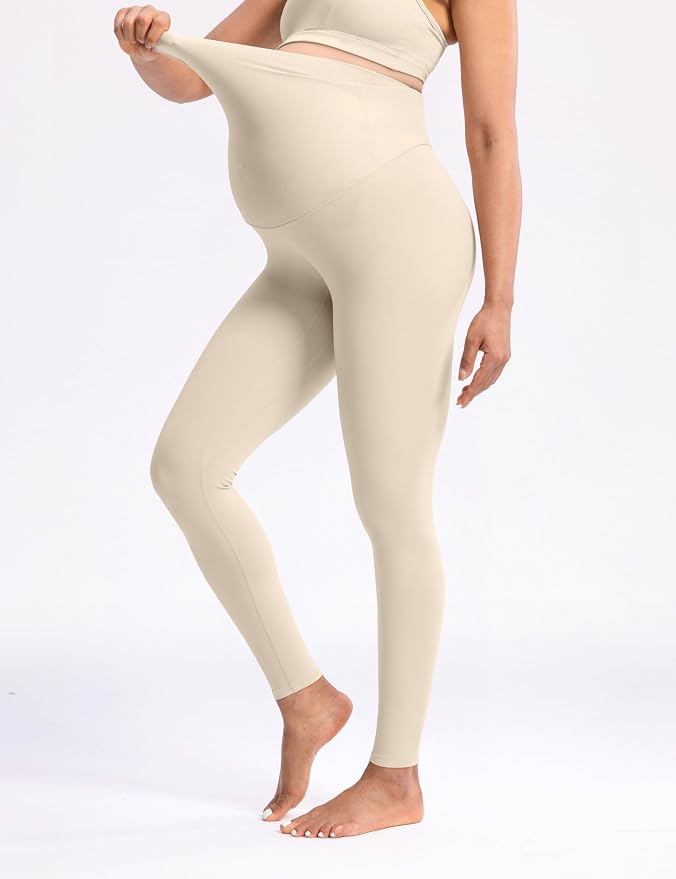 POSHDIVAH Women's Creamluxe Maternity Leggings 25"/28" Over The Belly Pregnancy - Image 4