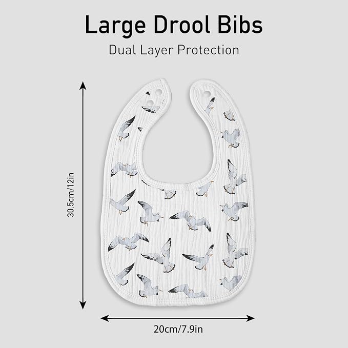Muslin Baby Drool Bibs for Unisex Boys Girls, 6 Pack Soft Cotton Baby Bib for - Image 7