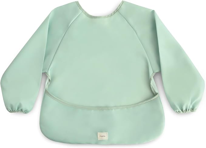 mushie Long Sleeve Baby Bib | Water Resistant Adjustable Fit - Image 4