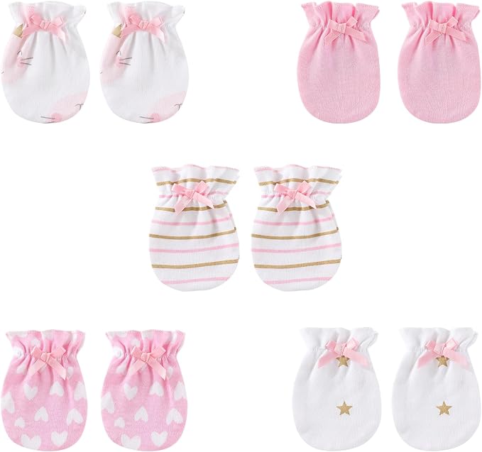 5 Pairs Baby Not Scratch Mittens 0-6 Months New Born Boy Girl Gloves Cute by falianni