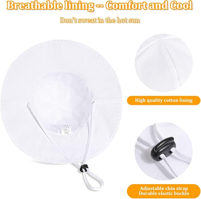 Baby Girl Sun Hat with UPF 50+ Outdoor Adjustable Beach Hat with Wide Brim - Image 4