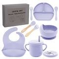 100% Silicone Baby Feeding Set, BPA Free Baby Dishes Set by Dormlony