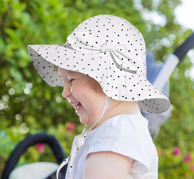 Baby Girl Sun Hat with UPF 50+ Outdoor Adjustable Beach Hat with Wide Brim - Image 7