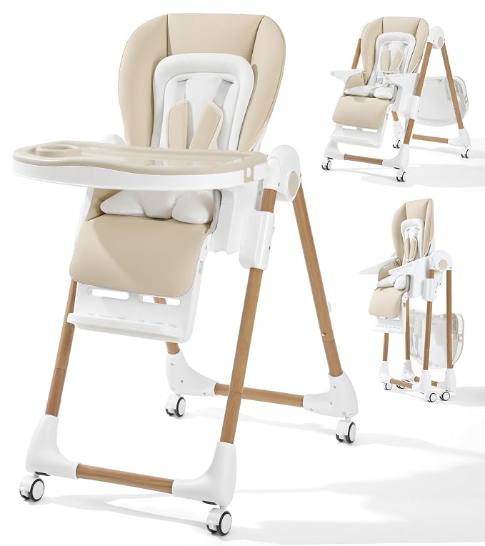 Mallify Foldable High Chairs for Babies and Toddlers, 3-in-1 Convertible Baby by Mallify
