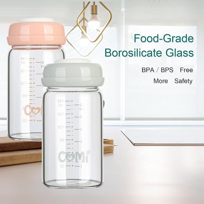 COMI Wide Neck Glass Breastmilk Collection n Storage Bottle, 6oz - Image 7