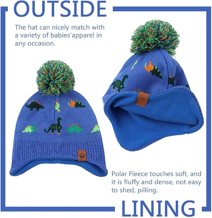 JANGANNSA Knitted Baby Hat Scarf Set Winter Warm Boys Girls Beanie Fleece - Image 3